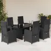 Image de Vidaxl Ensemble Ã Manger De Jardin Coussins 7pcs Noir RÃ©sine TressÃ©e
