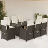 Image de vidaXL Ensemble à manger de jardin et coussins 9 pcs marron poly rotin