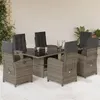 Image de vidaXL Ensemble à manger de jardin et coussins 7 pcs gris rotin