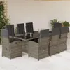 Image de vidaXL Ensemble à manger de jardin 9 pcs coussins gris résine tressée