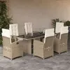 Image de vidaXL Ensemble à manger de jardin et coussins 7 pcs beige poly rotin