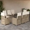 Image de vidaXL Ensemble à manger de jardin et coussins 9 pcs beige Poly rotin