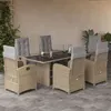 Image de vidaXL Ensemble à manger de jardin et coussins 7 pcs beige poly rotin