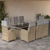 Image de Vidaxl Ensemble Ã Manger De Jardin Et Coussins 9 Pcs Beige Poly Rotin
