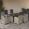 Image de vidaXL Ensemble à manger de jardin et coussins 7 pcs gris clair rotin