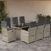 Image de Vidaxl Ensemble Ã Manger De Jardin Et Coussins 9 Pcs Gris Clair Rotin