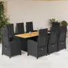 Image de vidaXL Ensemble à manger de jardin 9pcs coussins noir résine tressée
