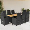Image de Vidaxl Ensemble Ã Manger De Jardin 9pcs Coussins Noir RÃ©sine TressÃ©e
