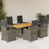Image de vidaXL Ensemble à manger de jardin et coussins 7 pcs gris rotin