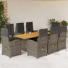 Image de vidaXL Ensemble à manger de jardin 9 pcs coussins gris résine tressée