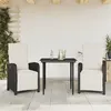 Image de vidaXL Ensemble de bistro 3 pcs avec coussins noir résine tressée