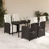 Image de vidaXL Ensemble à manger de jardin coussins 5pcs Noir Résine tressée