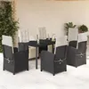 Image de vidaXL Ensemble à manger de jardin coussins 7pcs Noir Résine tressée