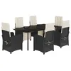 Image de Vidaxl Ensemble Ã Manger De Jardin Coussins 7pcs Noir RÃ©sine TressÃ©e