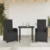 Image de Vidaxl Ensemble De Bistro 3 Pcs Avec Coussins Noir RÃ©sine TressÃ©e