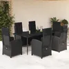 Image de vidaXL Vidaxl Ensemble À Manger De Jardin Coussins 7pcs Noir Résine Tressée