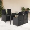 Image de Vidaxl Ensemble Ã Manger De Jardin Coussins 5pcs Noir RÃ©sine TressÃ©e