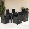 Image de Vidaxl Ensemble Ã Manger De Jardin Coussins 7pcs Noir RÃ©sine TressÃ©e