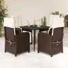Image de vidaXL Ensemble à manger de jardin 5 pcs et coussins marron poly rotin