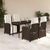 Image de Vidaxl Ensemble Ã Manger De Jardin 5 Pcs Et Coussins Marron Poly Rotin