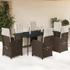 Image de vidaXL Vidaxl Ensemble À Manger De Jardin Et Coussins 7 Pcs Marron Rotin