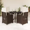 Image de Vidaxl Ensemble Ã Manger De Jardin 5 Pcs Et Coussins Marron Poly Rotin