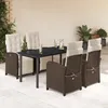 Image de Vidaxl Ensemble Ã Manger De Jardin 5 Pcs Et Coussins Marron Poly Rotin