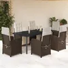 Image de Vidaxl Ensemble Ã Manger De Jardin Et Coussins 7 Pcs Marron Rotin