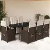 Image de vidaXL Ensemble à manger de jardin et coussins 9 pcs marron poly rotin