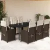 Image de Vidaxl Ensemble Ã Manger De Jardin Et Coussins 9 Pcs Marron Poly Rotin