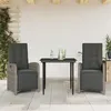 Image de vidaXL Ensemble de bistro 3 pcs avec coussins gris résine tressée