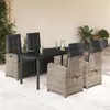 Image de vidaXL Ensemble à manger de jardin 5 pcs coussins gris résine tressée