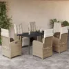 Image de vidaXL Vidaxl Ensemble À Manger De Jardin Et Coussins 7 Pcs Beige Poly Rotin