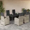 Image de vidaXL Vidaxl Ensemble À Manger De Jardin Et Coussins 7 Pcs Gris Clair Rotin