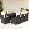 Image de vidaXL Ensemble à manger de jardin 9pcs coussins noir résine tressée