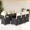 Image de vidaXL Ensemble à manger de jardin 9pcs coussins noir résine tressée