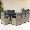 Image de vidaXL Ensemble à manger de jardin 9 pcs coussins gris résine tressée