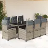Image de Vidaxl Ensemble Ã Manger De Jardin 9 Pcs Coussins Gris RÃ©sine TressÃ©e