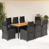 Image de vidaXL Ensemble Ã  manger de jardin 9pcs coussins noir rÃ©sine tressÃ©e