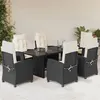 Image de vidaXL Ensemble à manger de jardin coussins 7pcs Noir Résine tressée