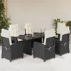 Image de Vidaxl Ensemble Ã Manger De Jardin Coussins 7pcs Noir RÃ©sine TressÃ©e
