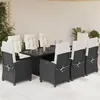 Image de vidaXL Ensemble à manger de jardin 9pcs coussins noir résine tressée