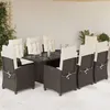 Image de vidaXL Ensemble à manger de jardin et coussins 9 pcs marron poly rotin
