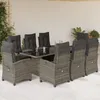 Image de Vidaxl Ensemble Ã Manger De Jardin 9 Pcs Coussins Gris RÃ©sine TressÃ©e