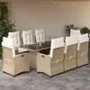Image de Vidaxl Ensemble Ã Manger De Jardin Et Coussins 9 Pcs Beige Poly Rotin
