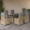Image de vidaXL Ensemble à manger de jardin coussins 7 pcs mélange beige rotin