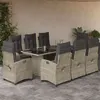 Image de vidaXL Ensemble à manger de jardin et coussins 9 pcs gris clair rotin