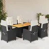 Image de Vidaxl Ensemble Ã Manger De Jardin Coussins 7pcs Noir RÃ©sine TressÃ©e
