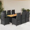 Image de vidaXL Ensemble à manger de jardin 9pcs coussins noir résine tressée
