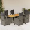 Image de vidaXL Ensemble à manger de jardin et coussins 7 pcs gris rotin